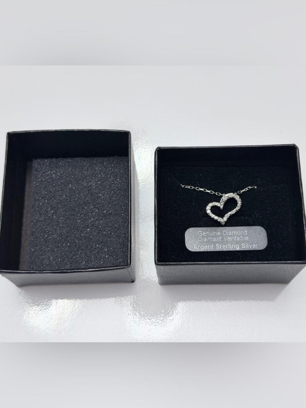 925 Sterling Silver Heart Diamond Necklace Jewelry Dainty Minimal Gift